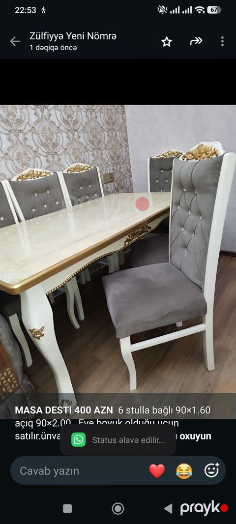 *Masa Destı 400 AZN* 6 stulla bağlı 90×1.60 açıq 90×2.00 Eve boyuk — Bakı
