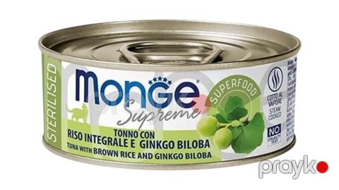 Nəm yem pişiklər üçün Monge Supreme Sterilised, tuna, qəhvəyi düyü və ginkgo biloba ilə, 80 q — Bakı