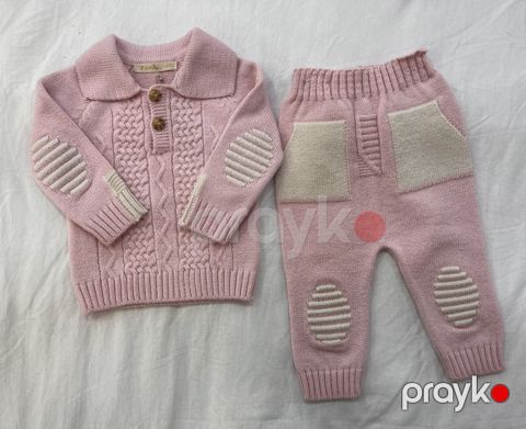 Qızlar üçün şalvarlı dəst 31797826, çəhrayı, yun, ölçü 6-12 ay — Bakı