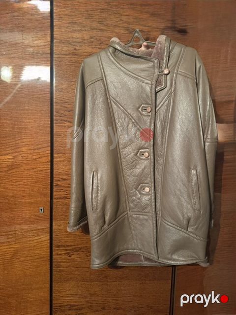 Qadınlar üçün dəri-kürk plaş/palto - Material: təbii dəri üst hissə — Quba