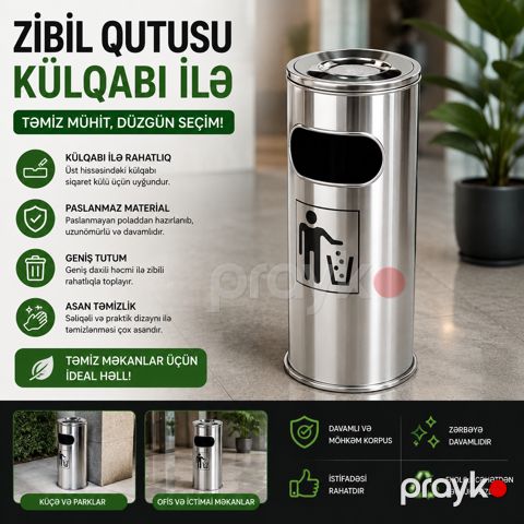 Zibil qabı 50 l metal ev/küçə üçün — Bakı