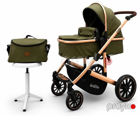 Uşaq arabası Kidilo AYN516, Yenidoğulan, 22 kq, Universal (2in1), xaki — Bakı
