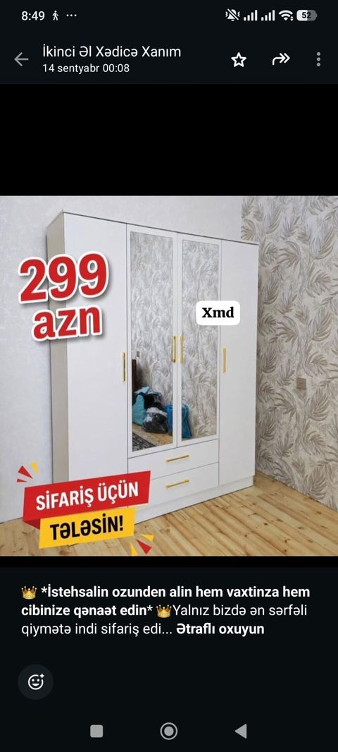 İstehsalin ozunden alin hem vaxtinza hem cibinize qənaət edin — Aişə Xanım — Şkaflar