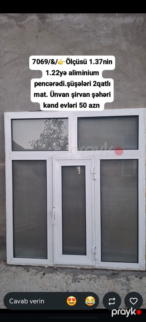 Məhsul: Pəncərə və pəncərə-blokları - Alüminium pəncərə: ölçü 1.37 x — Şirvan