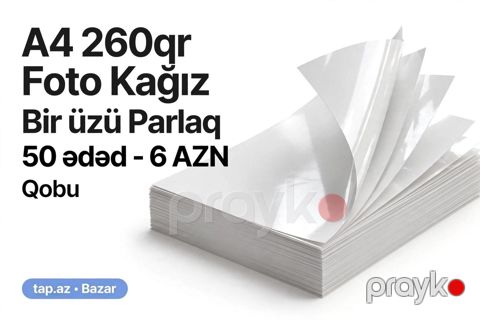 A4 260 parlaq foto kağız — Bakı