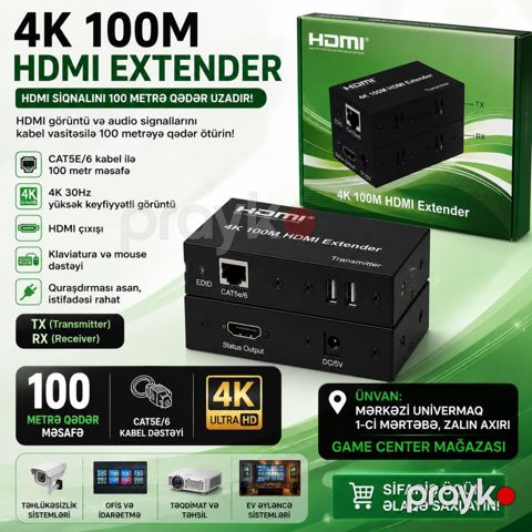 4K 100Metr HDMI Extender — Bakı