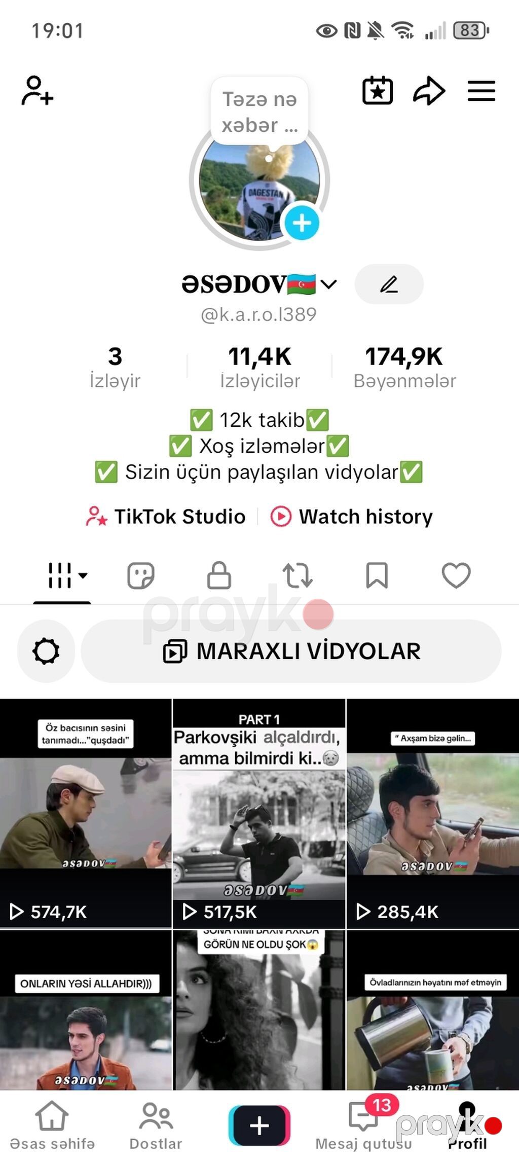 Xidmət: TikTok səhifəsinin satışı Səhifə adı: Əsədov Platforma — Foto, video xidmətləri, Bərdə (2)