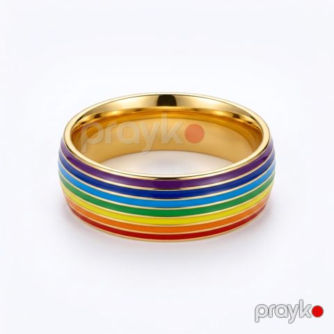 Üzük uniseks Rainbow, paslanmayan polad, ölçü 19 — Bakı
