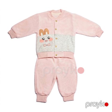 Şalvarlı pijama dəsti qız üçün Bambino, çəhrayı, pambıq, ölçü 18-24 ay — Bakı