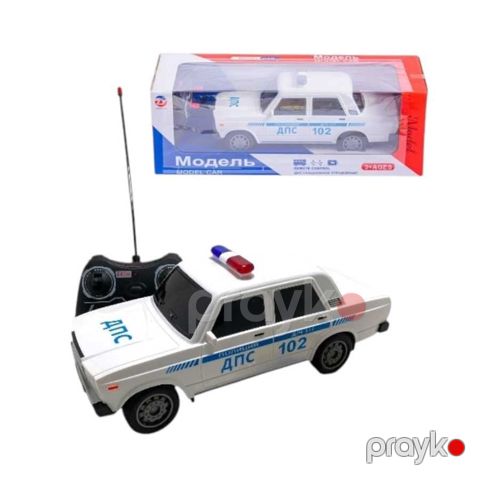 Təkərli oyuncaq Polis maşını modeli, DPS yazılı, klassik Lada görünüşündə, pultla idarəetmə (irəli, geri, sağa, sola), ağ rəngli, sedan dizayn, 3+ yaş - BR-130 — Bakı