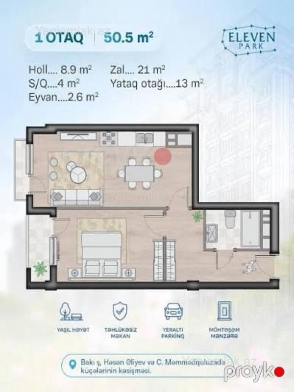 Satılır 2 otaqlı Bina evi menzil (Yeni tikili), 51 m², Nəsimi rayonu — Mənzil, Bakı (4)