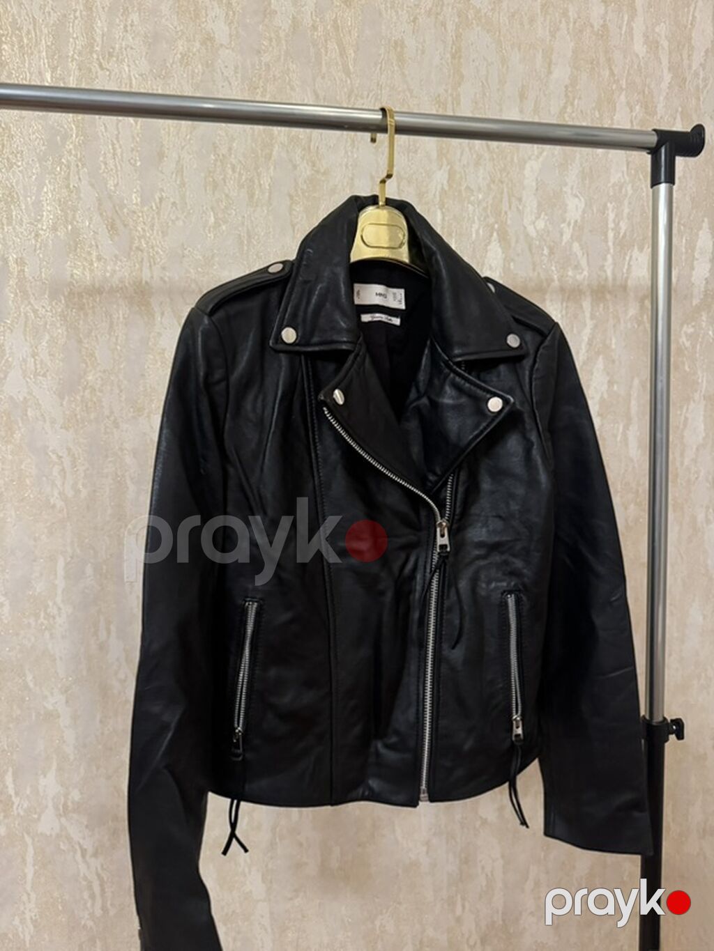 Qara dəri motosiklet üslublu qadın gödəkçə - Material: həqiqi dəri — Jaketlər, Bakı (2)