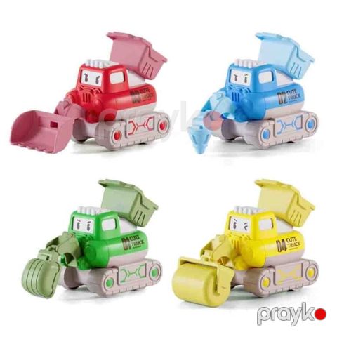 Təkərli oyuncaq Sadə Maşın, mini ölçülü ekskavator və buldozer dəsti, rəngarəng dizayn (mavi, yaşıl, qırmızı, sarı), yüngül plastik, 3 yaş+ - SM135-5 — Bakı
