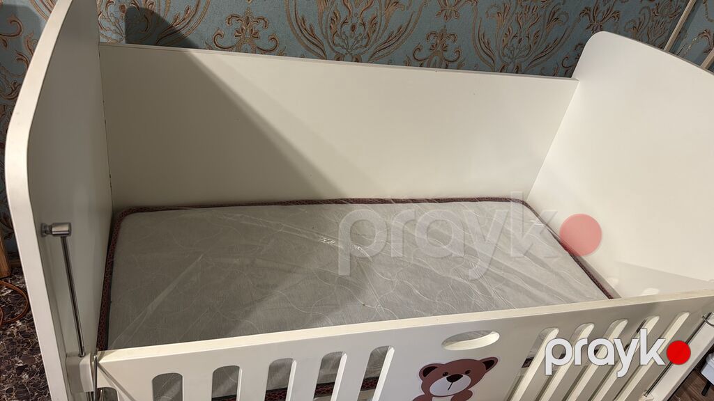Uşaq beşiyi – “Baby Mood Teddy” modeli - Rəng: ağ və bej tonları - Ön — Bəşikləri, Bakı (5)