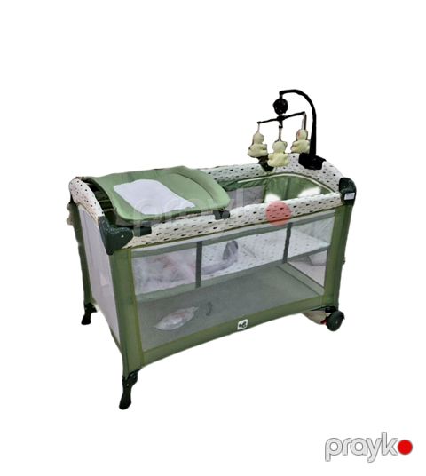Manej-çarpayı Cool Baby 970 Green, 4 yaşa qədər, 76x110x76 sm, yaşıl — Bakı