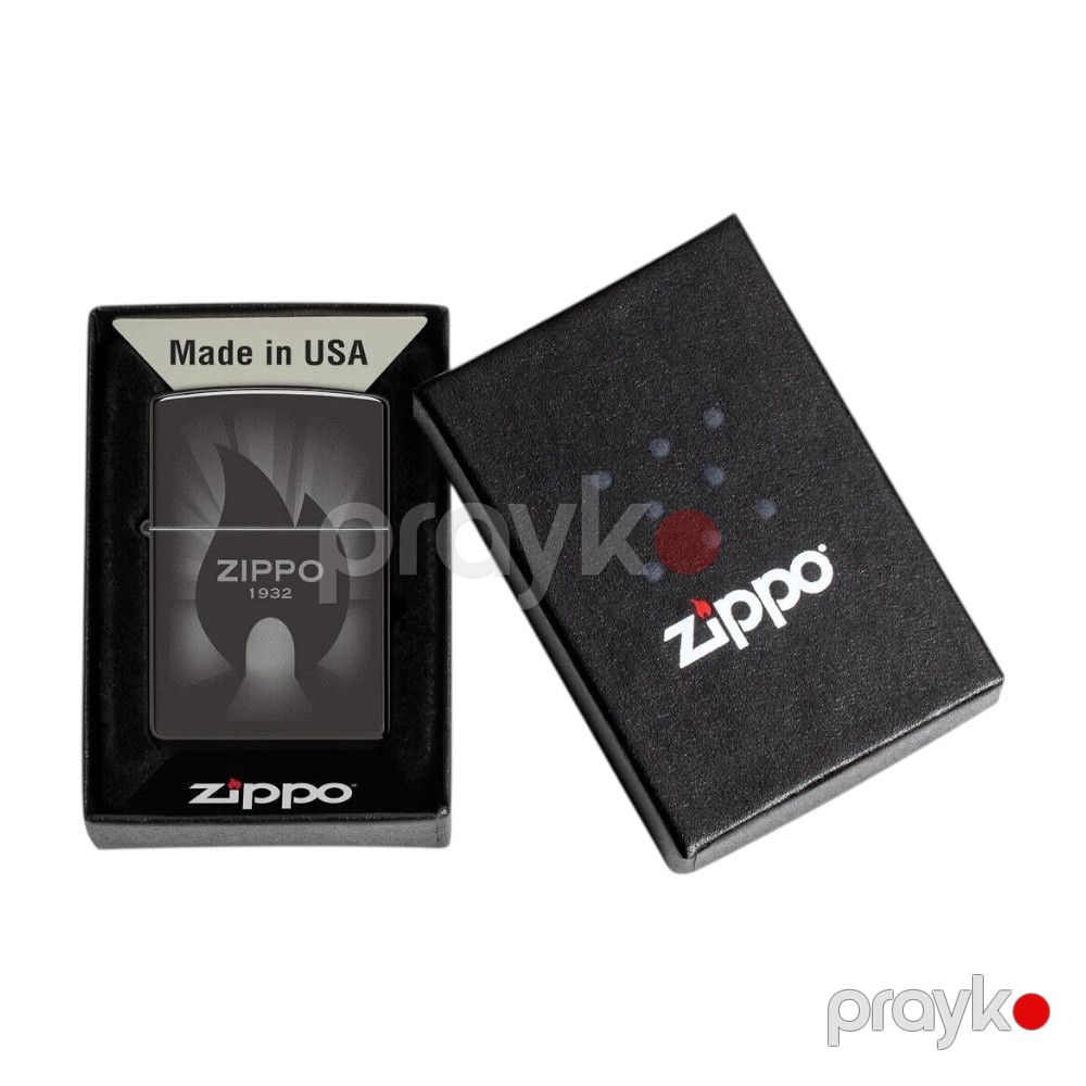 Benzinli alışqan Zippo Flame Icon Design High Polish Black — Mallar, Bakı (3)