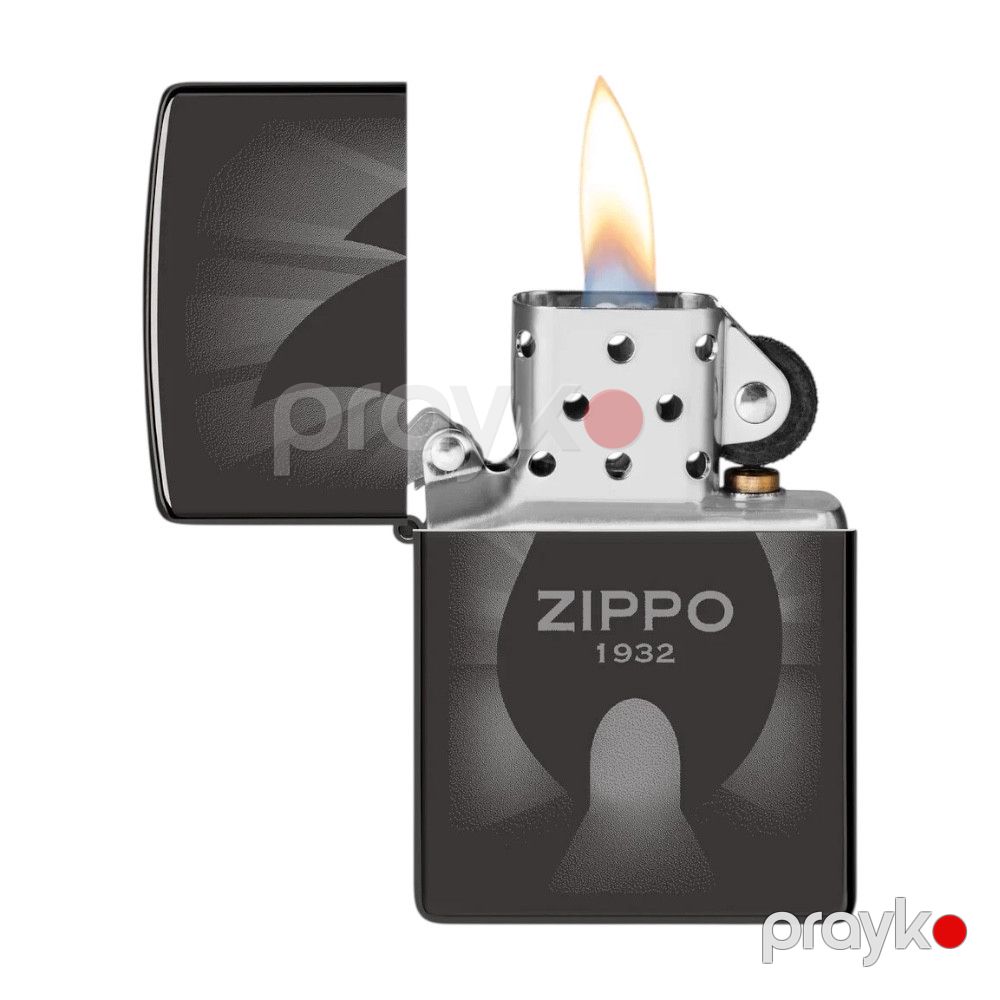 Benzinli alışqan Zippo Flame Icon Design High Polish Black — Mallar, Bakı (2)