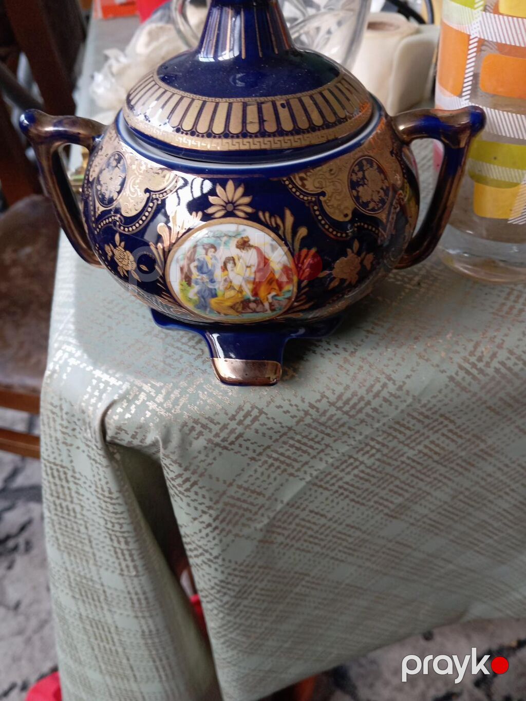 Çay dəsti, rəng - Göy, Farfor, Çexiya — Süfrə qabı, Mehdiabad (5)
