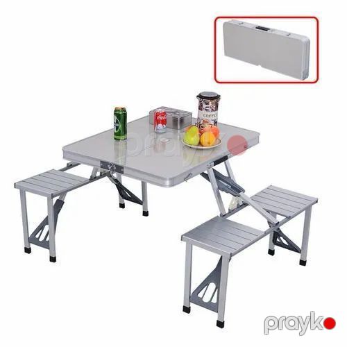 Yığılan masa və stullar OP-9377, alüminium, boz — Mallar, Bakı (2)