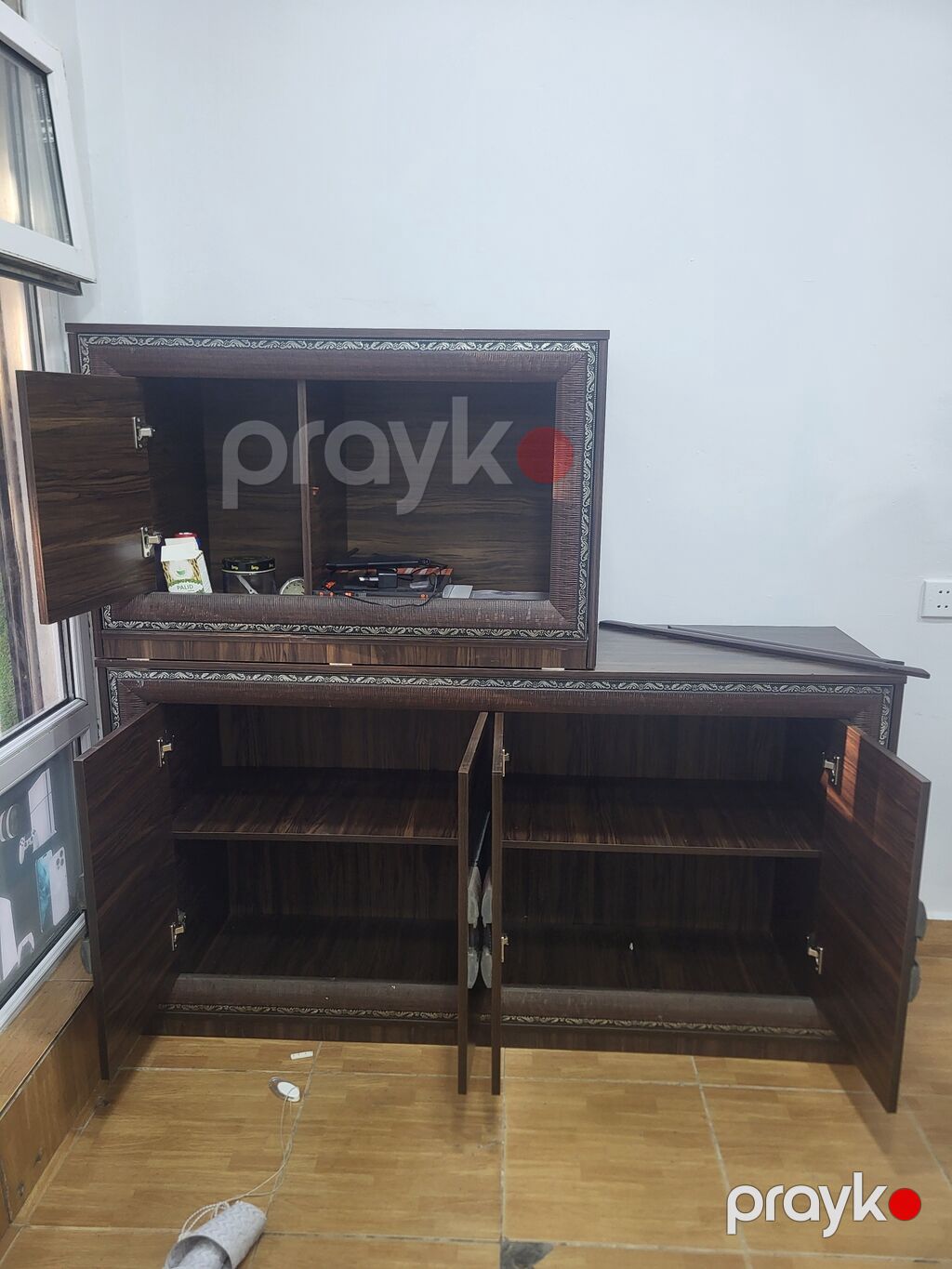 Klassik dizaynlı taxta bufet/vitrin dəsti - Material: ağac teksturalı — Şkaflar, Bakı (2)