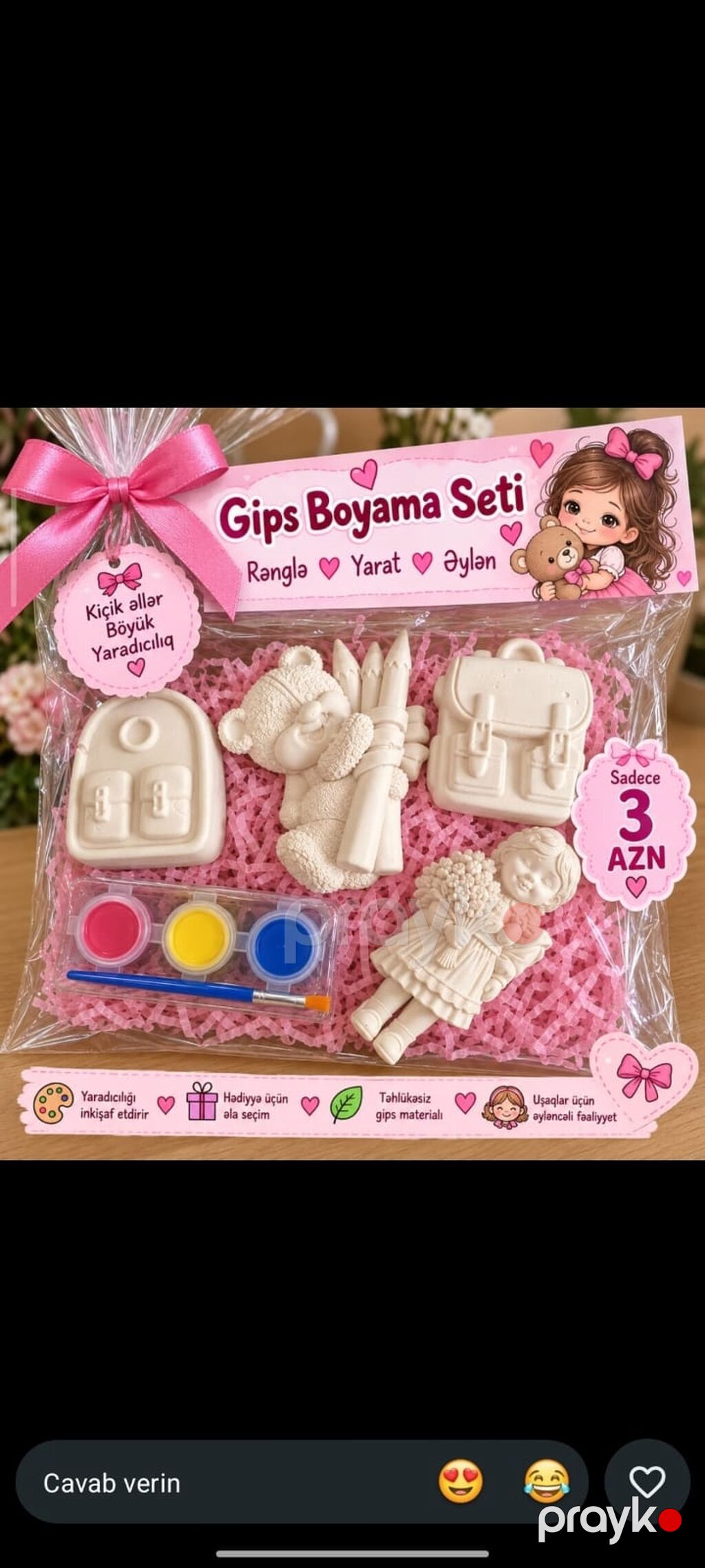Gips Boyama Seti – uşaqlar üçün yaradıcılıq fəaliyyəti Məzmun: - Gips — Oyun dəstləri, Digah (2)