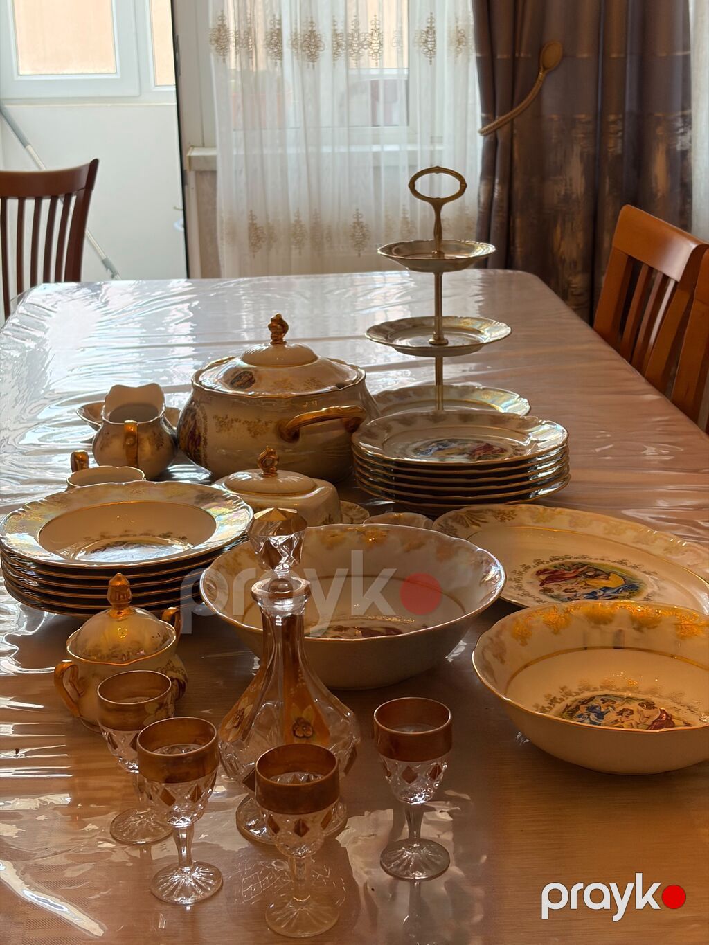 Nahar dəsti, rəng - Qızılı, Farfor, Çexiya — Süfrə qabı, Bakı (5)