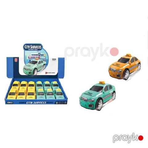 Təkərli oyuncaq Sadə Taxi, metal gövdə, səs və işıq funksiyası, pull-back mexanizmi, açılan qapılar, 14x6x5 sm, sarı/yaşıl, 3+ yaş - SD354-57 — Bakı