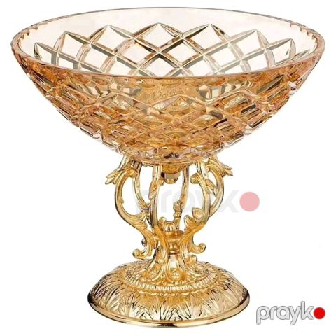 Konfet qabı 9504, şüşə, qızılı, 23 sm — Bakı