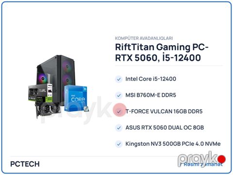 RiftTitan Gaming PC- RTX 5060, İ5-12400 — Bakı