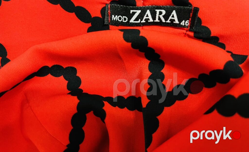 Zara qadın paltarı – ölçü 46 - Rəng: parlaq qırmızı, üzərində qara — Gündəlik paltarlar, Bakı (2)