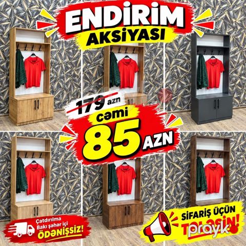 Dəhliz üçün askılı şkaf/ankar. - Ölçü: təxmini orta hündürlüklü modul — Bakı