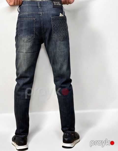 Kişilər üçün düz cins TCS_2136, göy, pambıq, ölçü 30 — Bakı