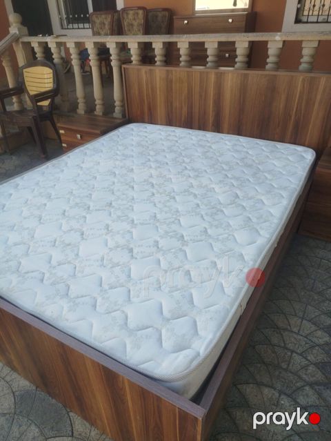 Taxta çarpayı dəsti – klassik qoz rəngi - Material: laminat/MDFlam