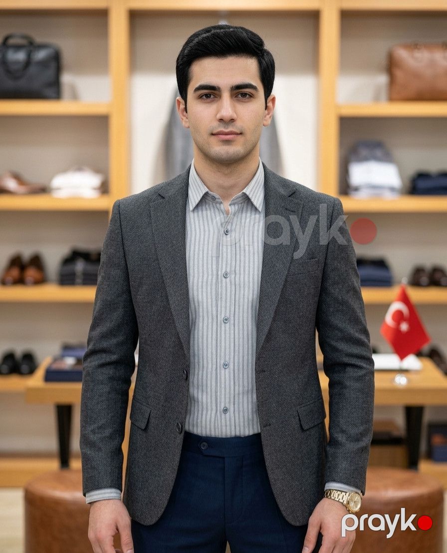 Uzunqol köynək ZYN083, boz, pambıq, ölçü S — Mallar, Bakı (3)