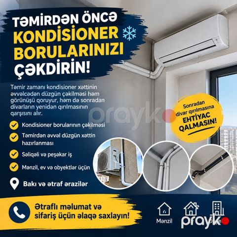 Kondisioner borularının çəkilmə xidməti — Bakı