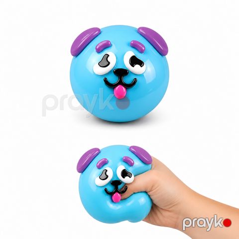 Antistress oyuncaq Funny face squishy, 3+ yaş, silikon, mavi