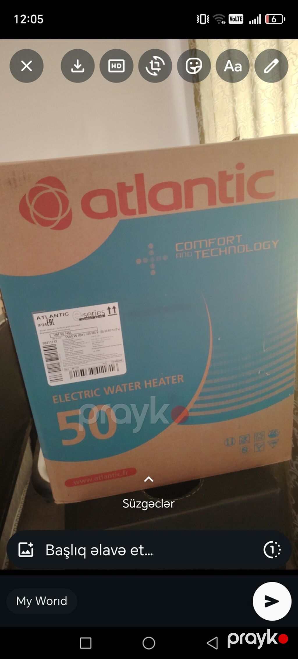 Atlantıc e-series VM 50 N4L elektrik su qızdırıcısı tezedi — Su qızdırıcılar, Oğuz (2)