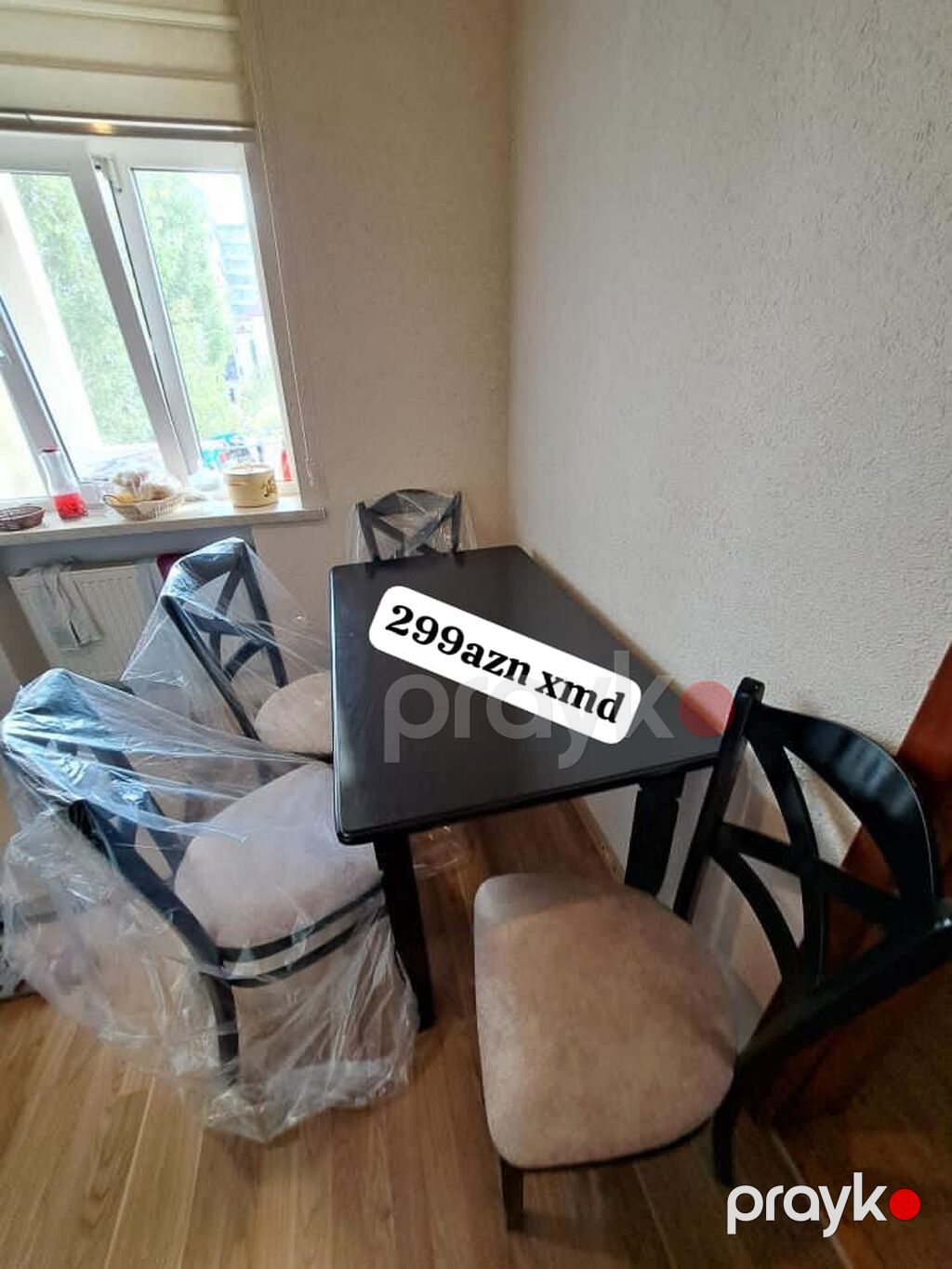 Ağ rəngdə yemək masası dəsti – 1 masa + 4 stul - Masa ölçüsü: 120 x — Masalar və stullar, Bakı (6)
