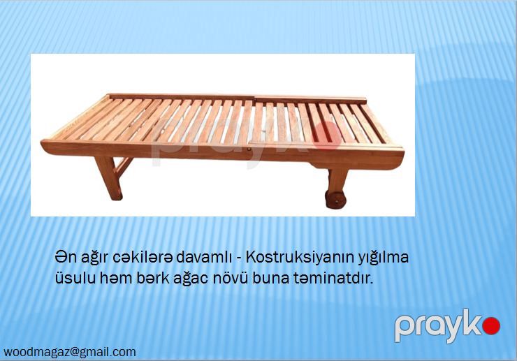 Şezlonq WoodMag, taxta, qəhvəyi, 200x90x47 sm — Mallar, Bakı (3)