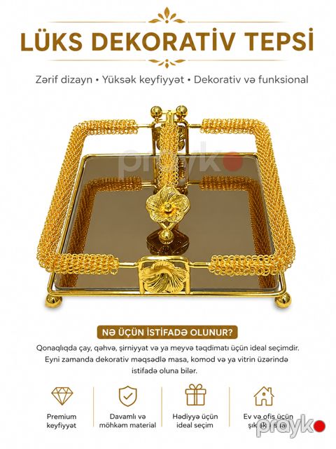 Dekorativ sini, metal, qızılı — Bakı