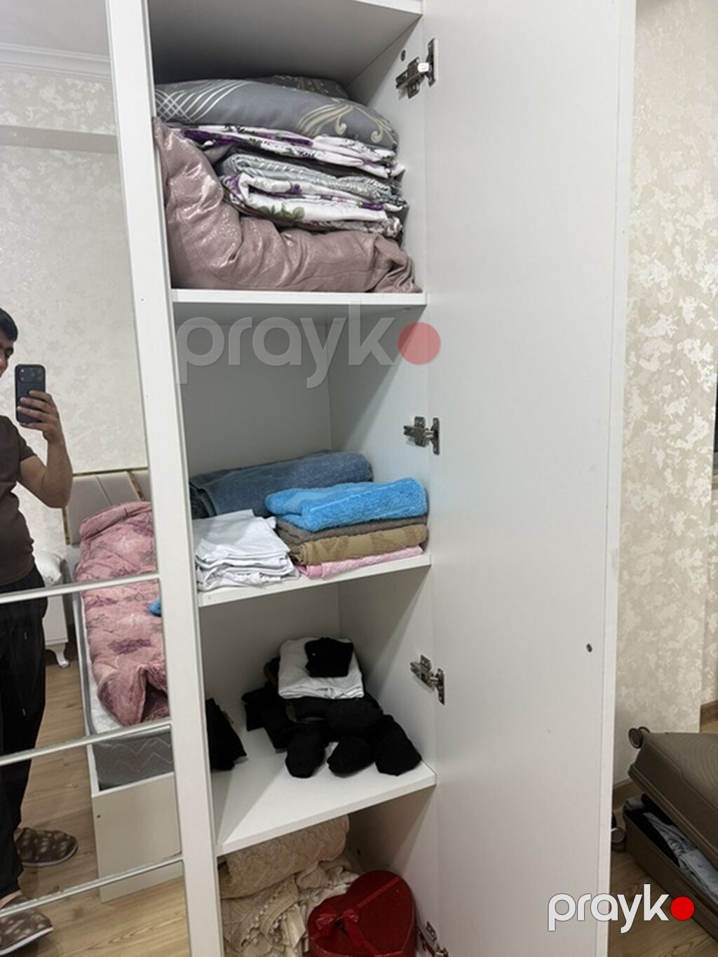 İşlənmiş, 4 qapılı, Güzgülü, Ağ, Açılan, Düz dolab — Şkaflar, Masazır (4)