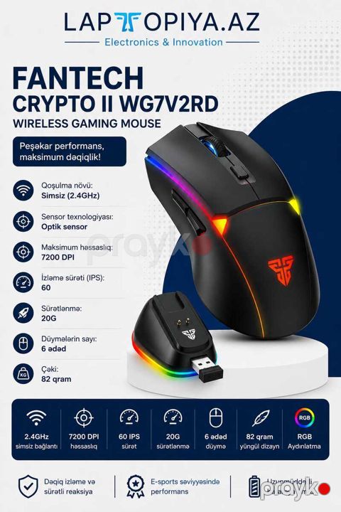 Fantech Crypto II WG7V2RD Wireless Gaming Mouse — Bakı