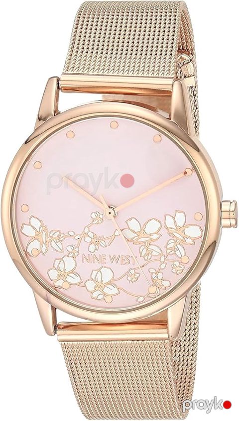 Qol saatı qadınlar üçün Nine West Womens Floral Dial Mesh Bracelet — Bakı