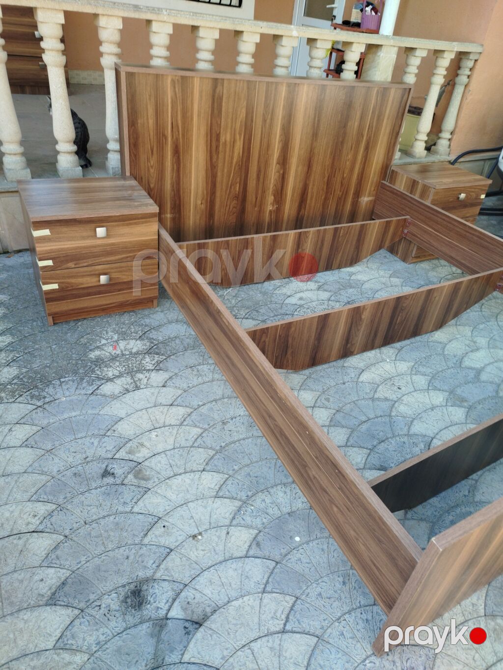 İki nəfərlik taxt və tumbalar dəsti - Material: taxta teksturalı — Yataq otağı mobilya dəstləri, Bakı (5)