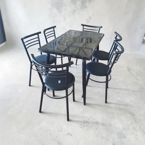 Masa və stul dəsti 4734, qara, 7 parça — Bakı