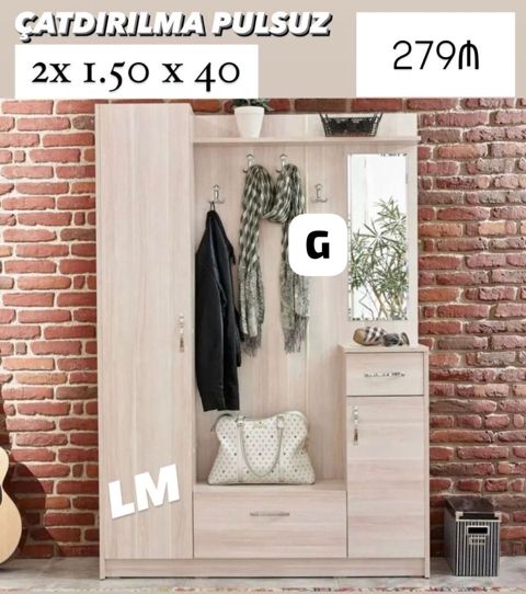 Dəhliz üçün funksional dolab-komplekt Ölçü: 2×1.50×40 Qiymət: 279₼ — ucuz.mebel — Hallway furniture