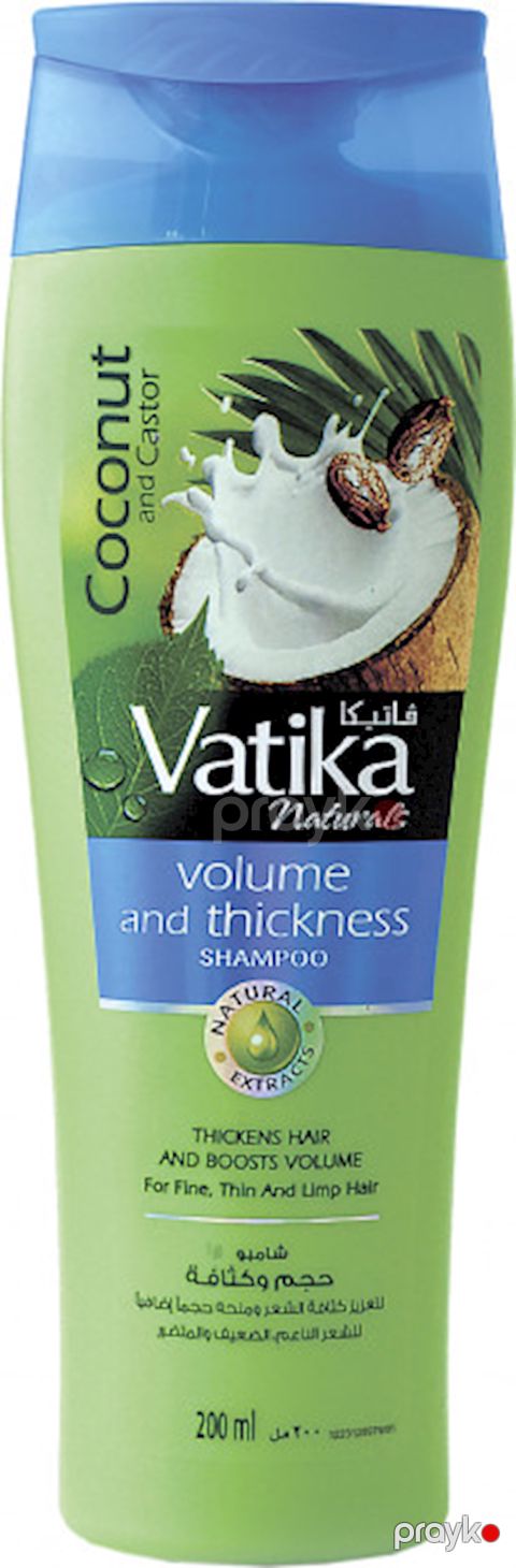 Şampun Dabur Vatika Şampunu kokos, kastor yağı və xına ilə həcmli və qalın saçlar 200 ml — Bakı