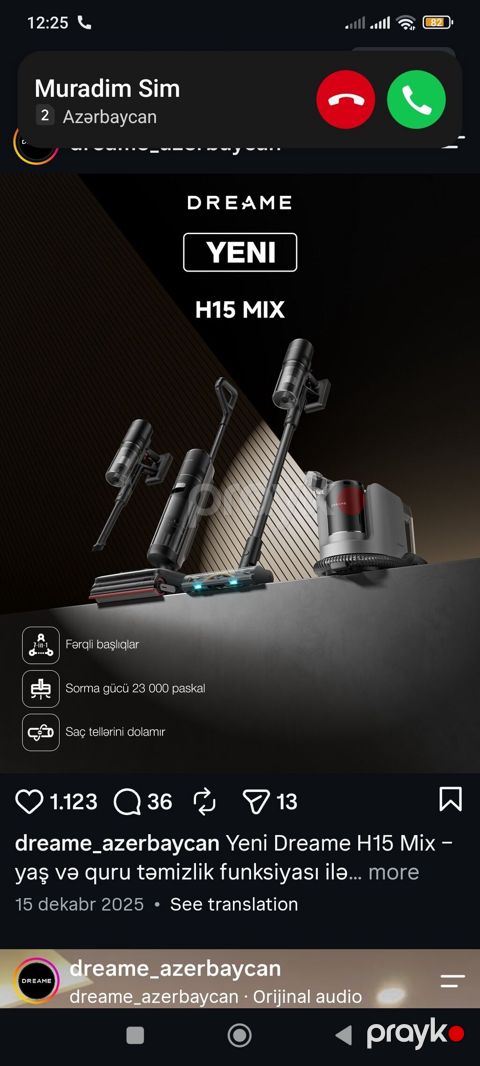 Dreame H15 Mix – yaş və quru təmizlik üçün çoxfunksiyalı simsiz — Masazır
