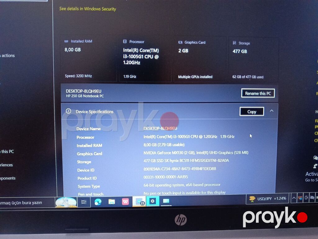HP 250 G8 noutbuk - Ekran: 15.6" (şəkillərdə tam ölçülü HP çərçivə) — HP, Ucar (3)
