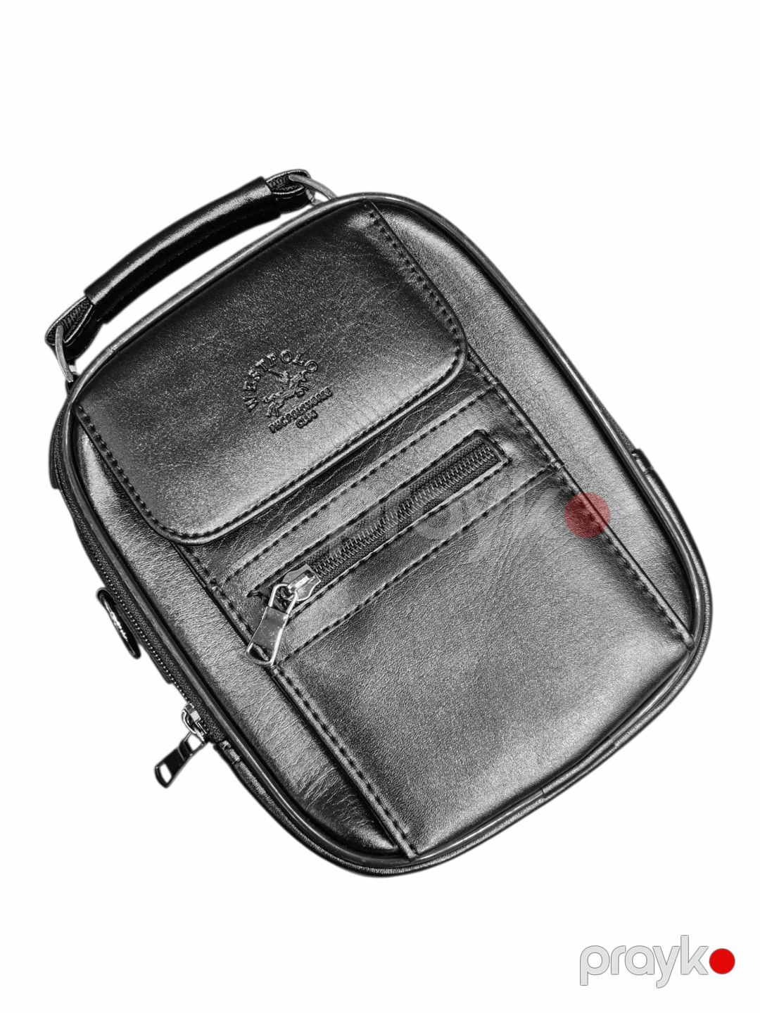 Kross-bodi çantalar kişi çantası poliuretan, qara, 16x20x5.5 sm, Türkiyə istehsalı - Westpolo_3002_Black — Mallar, Bakı (2)